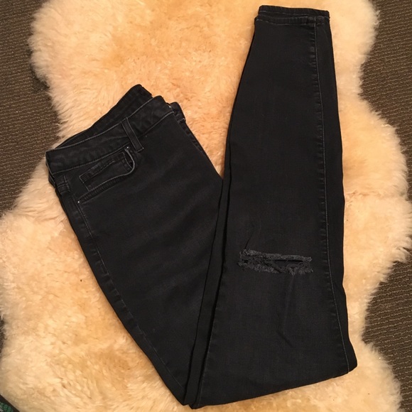 High waisted skinny jeans with knee cutouts - Picture 2 of 3